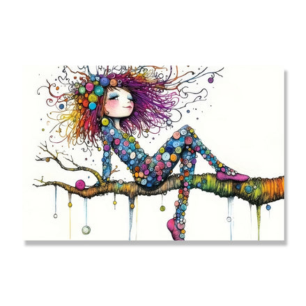 Colorful Girl On The Branch