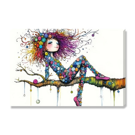 Colorful Girl On The Branch