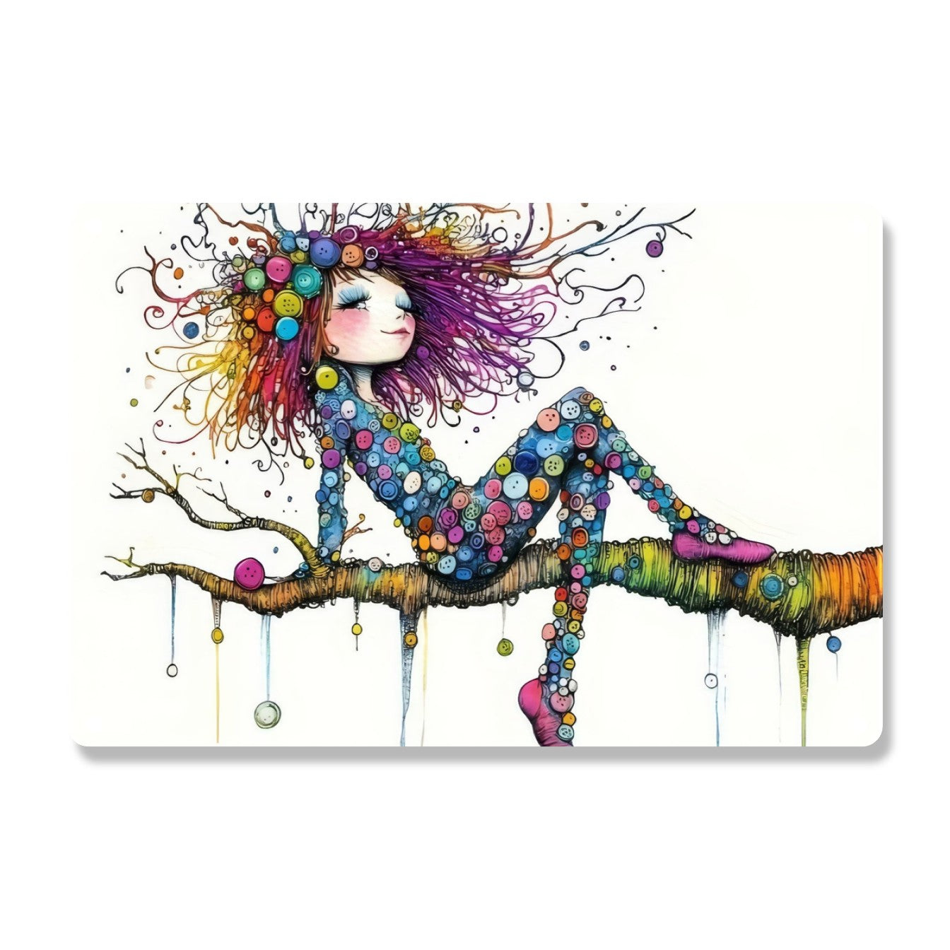 Colorful Girl On The Branch