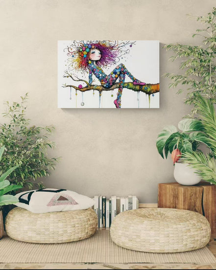 Colorful Girl On The Branch